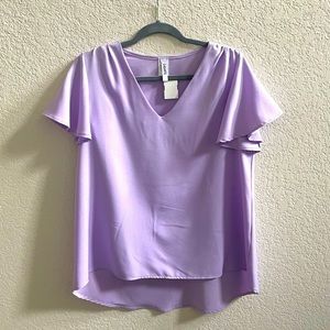 Lavender Purple Short Sleeve Blouse